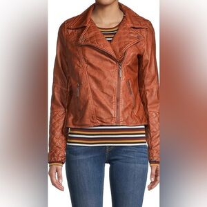 NWT Cropped Moto/Biker Jacket 
Indigo Saints Vegan Quilted Leather 
Brown 
XL